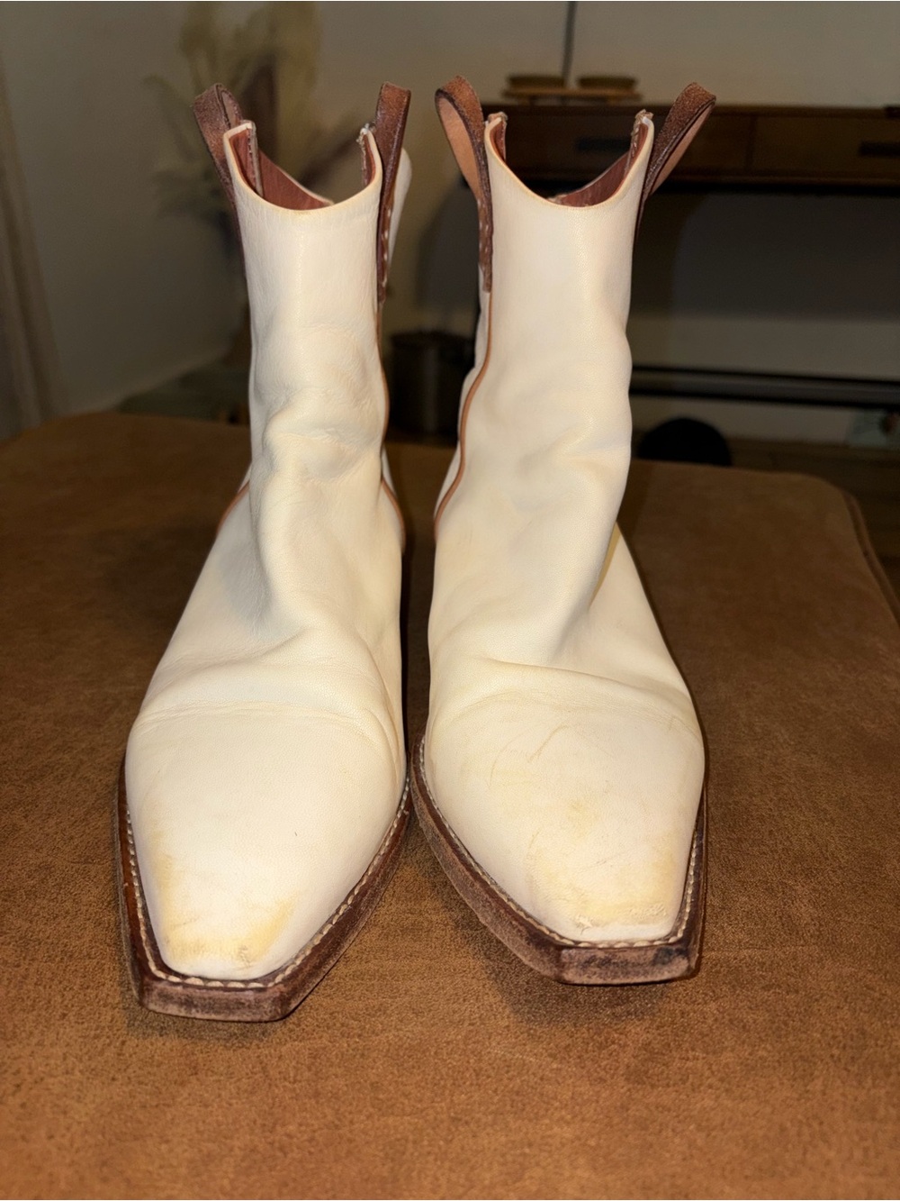 Free People We The Free Wesley White/boneLeather Ankle Boots Size 39 / 9 - Picture 2 of 16